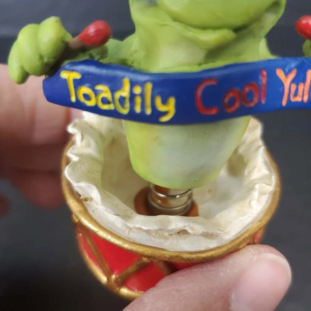 Vintage Toad Toadily Cool Yule Bobble Frog Christmas Ornament Signed‎